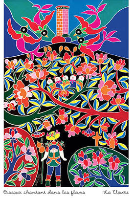 Oiseaux chantant dans les fleurs - La Clauze